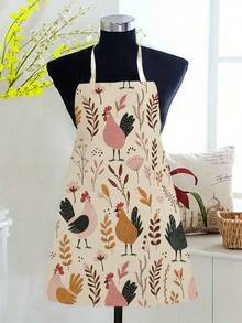 1 chiếc tạp dề kiểu nông trại in hình gà hoạt hình, một mặt, dành cho người lớn, có yếm và dây buộc eo, tạp dề bảo hộ khi nấu ăn trong nhà bếp. - Nhiều màu - Xem 4