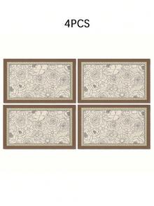 1/4/5/6/7pcs Floral Art Pattern Decor Set, Microwave Dust Cover, Protective Cover, Home Decor Set, Living Room Decor Set, Bedroom Decor Set, Dining Room Decor Set, Linen-Like Material, Multiple Sizes Available, Dining Room Decor, Dining Table Decor, Tablecloth, Fireplace Mantel Scarf, Placemats, Trivets, Home Decor - White - View 14