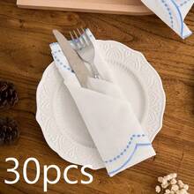 1/2/4件装简约亚麻杯垫，适用于咖啡馆、派对、餐厅，带刺绣餐垫 - 彩色 - 查看 10