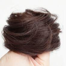 1 chiếc kẹp tóc giả thẳng cho nữ, kiểu tóc búi bồng bềnh, phụ kiện tạo kiểu tóc vòng tròn mềm mại. - Nhiều màu - Xem 13