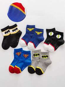 Warner Bros 5双正品DC儿童袜 - 超级英雄网眼儿童中筒袜 - 韩版卡通男童夏季袜 - 透气婴儿学生袜 - 学生婴儿袜 - 地板袜 - 彩色 - 查看 18