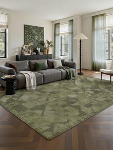 1 Piece Of Green Minimalist Printed Living Room Decoration Carpet, Abstract Modern Minimalist Style Printed Pattern,Plush Material, Soft And Comfortable Touch, Easy To Maintain, Anti Slip Backing, Area Rug, Suitable For Lobby, Rugs For Bed Room, Rugs Living Room, Bedroom Rug, Bathroom Rug, Kitchen Mat, Dining Room, Office, Room Decoration And Door Mat, Holiday Celebration. - Green - View 4