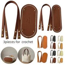 No-Sew PU Leather Crochet Bag Making Kit, Includes Oval Base Shaper, Replaceable Strap Handles, And 8 Snap-In Rivets, Suitable For Handmade Tote Bag, Handbag DIY, Pre-Drilled Holes For Easy Assembly, PU Leather Accessories, DIY Wallet Making - A - View 7