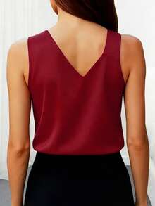 Top asimétrico de unicolor para mujer para uso diario y aeropuerto en verano - Burdeos - Ver 2