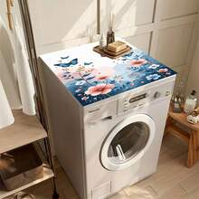 1pc Tulip & Primrose Pattern Multifunctional Washing Machine Protector Mat - Anti-Scratch Drying Mat, Rubber Material, Heat Resistant & Washable, Absorbent & Durable Washing Machine And Refrigerator Protector Mat, Suitable For Laundry Room, Kitchen Countertop, Dishwasher , Easy To Clean Surface, Fits Washing Machine, Modern Home Fashion Design, Prevents Scratches And Spills - Tulips and Spring Herons - View 5