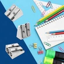 3pcs Metal Double Hole Pencil Sharpener, Manual Silver Pencil Sharpener, Suitable For Children, Home, School, Office Stationery - Multicolor - View 10