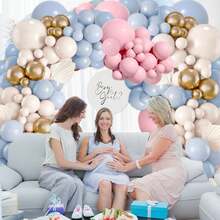 110 Piece Gender Revealing Balloon Arch Suit, Powder Blusher Pink And Blue Balloons For Boys And Girls Children's Birthdays Baby Shower Decoration - Multicolor - View 3