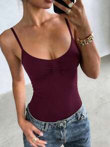 GAOVOT Y2K性感紧身运动休闲连体衣，适合所有季节，夏季优雅 - 紫紅色 - 查看 4