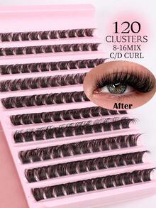 120pcs Individual Lashes For DIY Eyelash Extension, Criss-Cross Thick & Soft Daily Lashes, Delicate Natural Look False Eyelashes - C - View 2