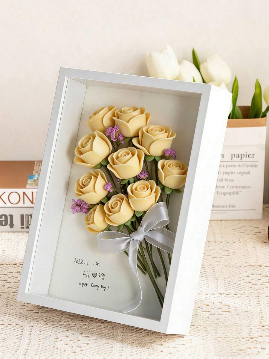 1pc Elegant 3D Display Box, Hollow 3D Floral Photo Frame DIY Shell Conch Decorative Mirror Frame, Wooden Butterfly Specimen Frame, Model Display Stand Frame, Suitable For Specimens, Tickets And Souvenirs, Perfect For Wall Or Desktop Decoration, Home Decor, Room Decor, 6x4 Photo Frame, A4 Picture Frame, Gift For Boyfriend/Girlfriend - Multicolor - View 1