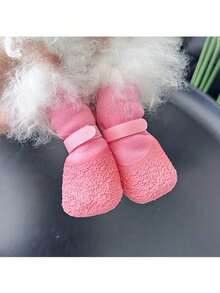 4pcs/Set Waterproof Anti-Slip Soft Bottom Reusable Pet Dog Shoes (Random Style), Suitable Breeds Like Shiba Inu, Pomeranian, Corgi, Rainy/Snowy Weather And Hot Pavement, Indoor/Outdoor Wear - Pink - View 7