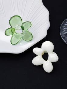 1 chiếc nhẫn nữ hình hoa bong bóng cách điệu, màu băng trong suốt thời trang, thanh lịch, tối giản, độc đáo, bí ẩn, màu đen, hình hoa rỗng bất đối xứng. - vòng nhựa - Xem 7