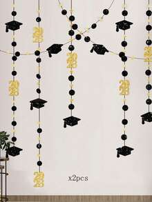 2026 闪光毕业帽花环，毕业派对装饰，黑金毕业装饰，毕业花环，毕业帽装饰，毕业饰品，悬挂式毕业帽 - 查看 9