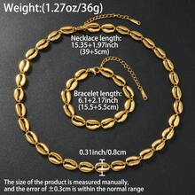 Bộ 2 món trang sức hình vỏ sò mạ vàng 18k phong cách Bohemian dành cho nữ và nam, thích hợp đeo hàng ngày, dự tiệc, mùa hè hoặc đi biển. - Vàng - Xem 11