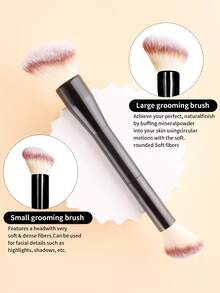 4pcs Face Powder Blush Contour Makeup Brushes Set + 2pcs Makeup Sponges, Soft Hair Skin-Friendly Cosmetic Brush Kit, Makeup Tools - Multicolor - View 5