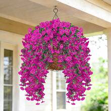 1pc Outdoor Artificial Eucalyptus Silk Flower Vine, UV-Resistant Green Plant Decor For Anniversary, Graduation, Wedding, Party, Home, Office, Porch, Garden, Wall, Spring/Summer - Purple - View 8