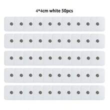 4*4厘米方形电极片，3.5毫米直径纽扣式无纺布水凝胶替换电极贴片，按摩理疗配件 - 白色 - 查看 9