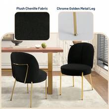 Silla de Comedor de Tela Negra con Patas Doradas (Juego de 2) Disponible en el Sitio - 1 - Ver 4