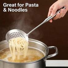 1pc Stainless Steel Strainer Ladle, 15"/16"/17" Large Size Kitchen Skimmer, Filtering Net, For Frying, Hot Pot, Soup, Draining, Thick & Deep Design With Hanging Hole, Heat Resistant Kitchenware - View 3
