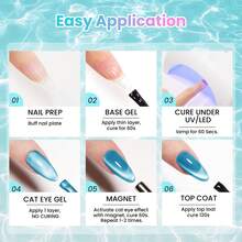 Beetles Dream Coast 8 Colors Cat Eye Gel Nail Polish Set, Pink Yellow Green Blue Purple Glitter Magnetic Shine Gel, Soak Off UV LED Salon & Home DIY Manicure Gifts For Women - 8 Colors Dream Coast - 查看 7