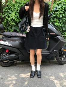 韩式极简波点修身蕾丝边吊带背心，休闲白色夏季款 - 白色 - 查看 6