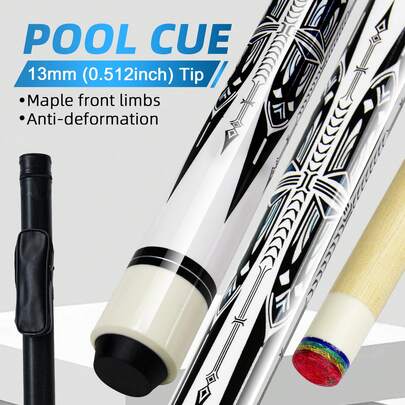 High-Quality Fiberglass Pool Cue With Rocket Pattern, Non-Slip Handle, 13mm Tip, 58.27 Inches Length, 21 Ounces Weight