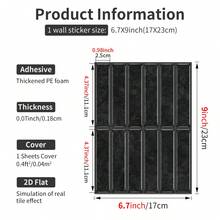 耐用PET自粘防溅瓷砖 – 绿色砖纹，防水防污，0.07英寸厚，适用于厨房、浴室、洗衣房、卧室 - 條紋 - 查看 25