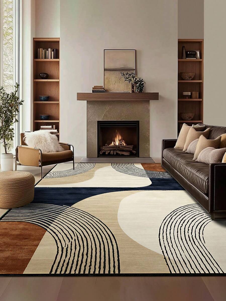 1 buah Karpet Pola Abstrak Geometris, Modern Minimalis Modis Hitam Putih Abu-abu Bermotif Poliester Persegi Panjang Mudah Perawatan Dapat Dicuci, Cocok Untuk Ruang Tamu, Lorong, Samping Tempat Tidur, Ruang Keluarga, Kamar Tidur, Kantor, Dapur, Dekorasi Rumah Gaya Pedesaan - MultiWarna - View 1