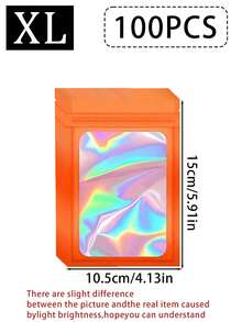100/50/20/5pcs Reusable Ziplock Bags, Various Sizes Reusable Ziplock Bags, Transparent Holographic PVC Jewelry Bags, Colorful Plastic Aluminum Foil Bags, Multiple Sizes And Colors Available - Multicolor - View 44