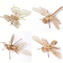 Set de 4 piezas de Figuritas de Modelos 3D de Animales e Insectos - Ranuras precisas, ensamblaje suave, Manualidades de madera de tilo DIY, adecuado como regalo para adultos y adolescentes - Modelo - Ver 11