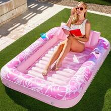 New Maple Leaf Shaped Inflatable Single Person Floating Raft, Foldable Leisure Chair, Black Floating Bed For Pool, Bathtub And Water - A - View 14