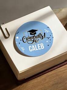 12/24/40pc Customize Text Congrats Graduation Round Stickers,Personalized Grad Cap & Confetti Stickers, Custom Name & Year Graduation Season Sticker, Grad Party Decor Stickers For Cups, Notebook,Gift Wrapping, Graduation Party Supplies 2026, Ideal Gift For 2026 Graduate, Grad Parent, And Party Planner,Waterproof Stickers - Multicolor - View 7