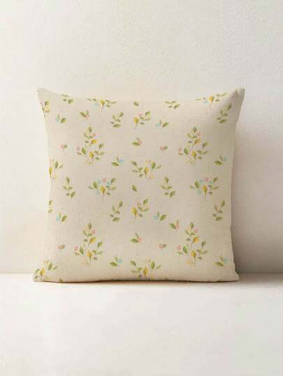 1 pieza Funda de cojín con estampado floral fresco, sin relleno de cojín, funda de almohada cuadrada de terciopelo impresa de manera creativa, adecuada para sala de estar, dormitorio, decoración del hogar, cojín de sofá, cojín de coche, para todas las estaciones