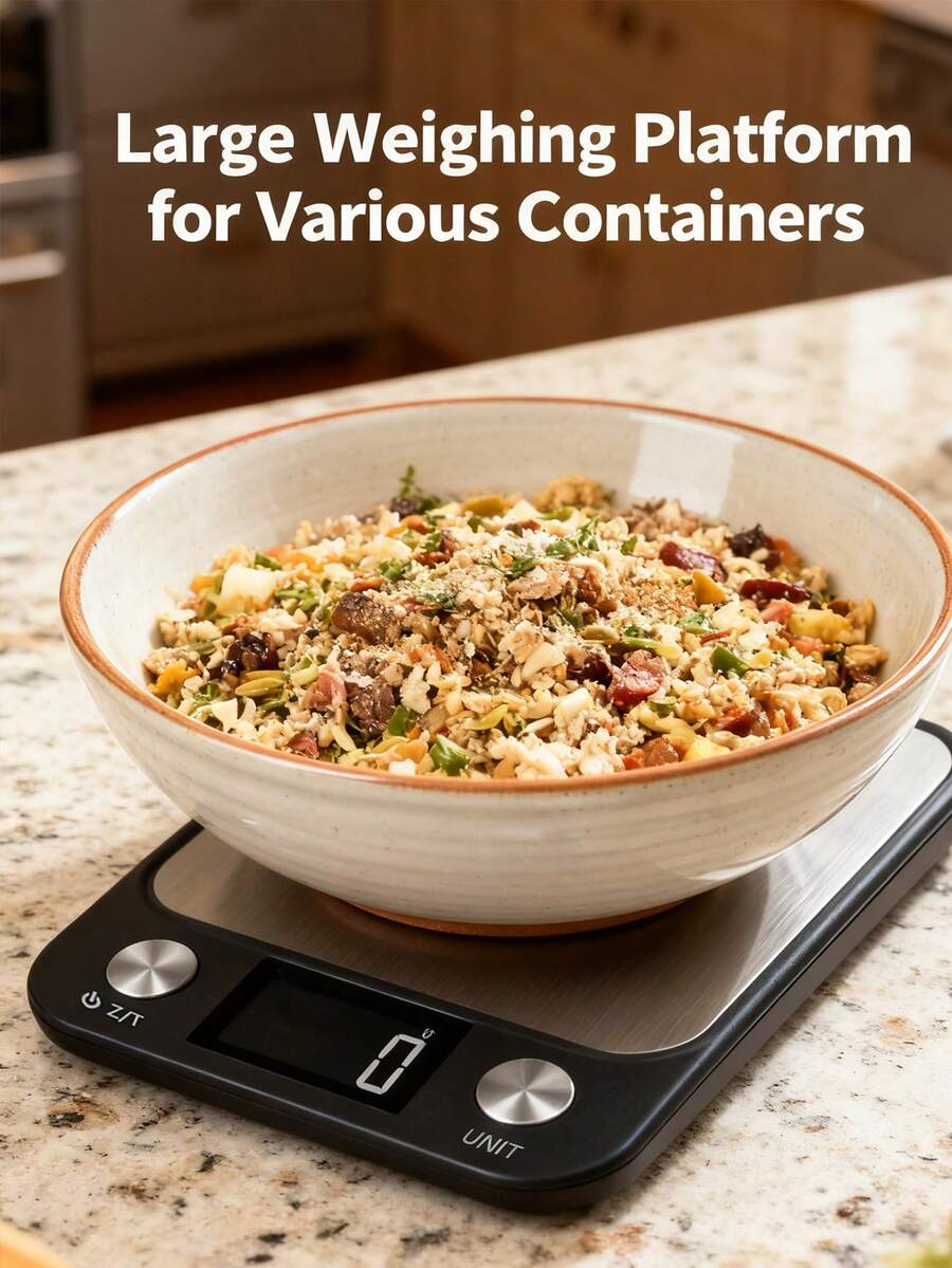 Large Electronic Kitchen Scale With A Large Scale Surface And Clearly Defined Operation Buttons. 10kg Range, Precise Measurement, One-Touch Zeroing And Fast Unit Conversion. Includes Non-Slip Silicone Pad, Perfect For Baking And Cooking. Battery-Powered (Batteries Not Included) - Kitchen scales - View 1