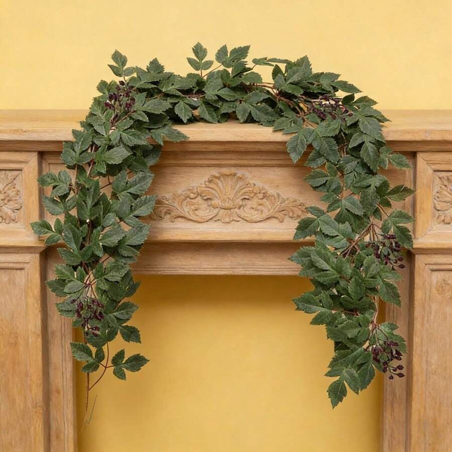 Leaf Garland Artificial Leaves Garland Spring Summer Fall Fake Hanging Vines For Mantle Decoration - Green - View 1