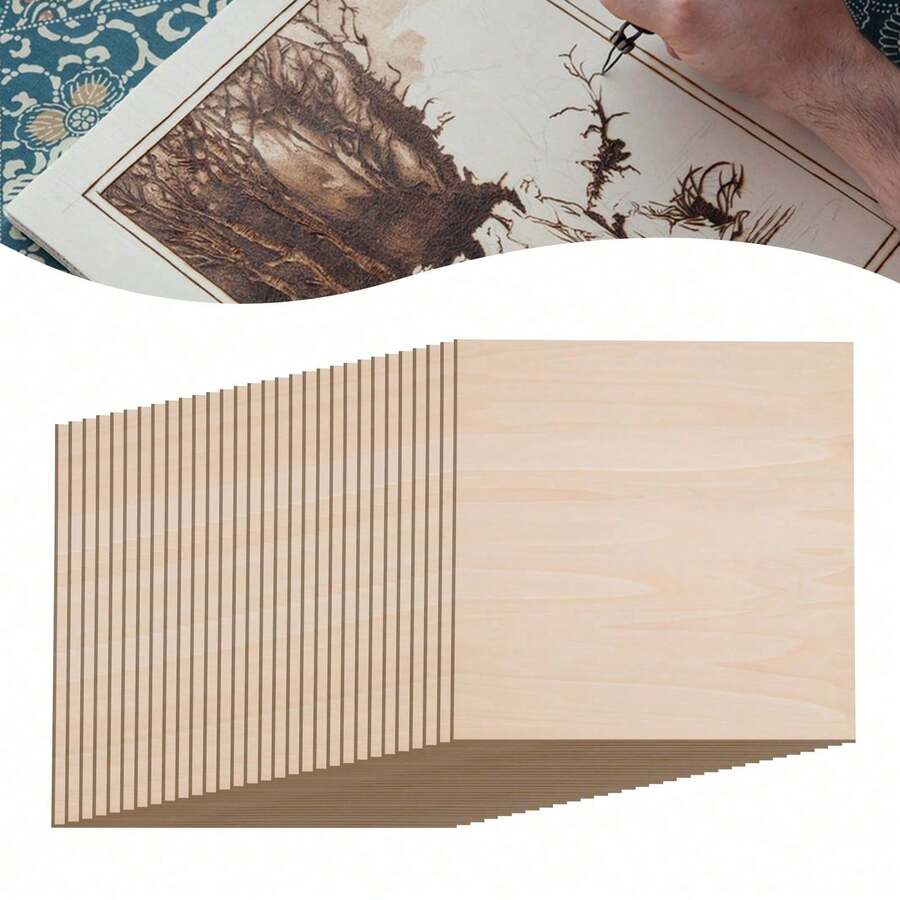 SENDERPICK 30PCS Rectangle Blank Wooden Board For Wood DIY Home Decor Basswood Sheets - Log Color - View 1
