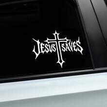 Jesus rettet Auto Aufkleber, Motorrad Aufkleber, Windschutzscheibe Heckscheibe dekorativer Aufkleber, Jesus Text Aufkleber, Kreuz Auto Dekor Aufkleber - Dekorative Aufkleber - Übersicht 5