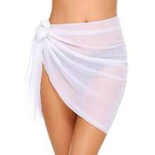 2 món đồ mặc ngoài áo tắm nữ, váy đi biển bằng vải chiffon, khăn sarong bikini. - Nhiều màu - Xem 8