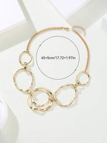 1pc Vintage Style Hollow Round Pendant Necklace, Versatile For Party Gifts, Elegant Jewelry For All Seasons - Necklace - View 6