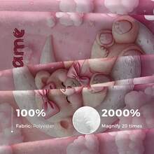 Customized Flannel Blanket With Printed Design Of A Teddy Bear Hugging A Bow Lying On Clouds And Moon, Dreamy Girly Style - Personalized Soft & Warm Digital Printing, Tear-Resistant, Machine Washable, Hypoallergenic, Versatile For Sofa, Bed, Travel, Camping, Living Room, Office - Multicolor - View 11