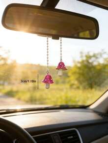 Cute Mushroom Car Rearview Mirror Hanging Decor, Car Interior Pendant - One Size 2 - View 8