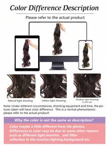 Tóc giả đuôi ngựa gợn sóng tổng hợp, tóc đuôi ngựa xoăn dài vừa phải dành cho nữ, chịu nhiệt, có kẹp cài. - Nhiều màu - Xem 5