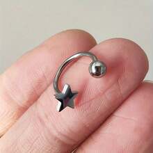 A Pair Of Stainless Steel Small Star C-Shaped Earrings, Front And Back Style - 2個 - 查看 3
