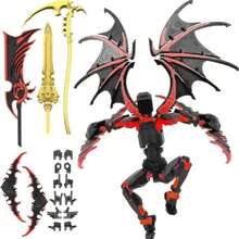 Posable Demon Wings Action Figure, Detailed Assembly Model, Fashionable Grim Reaper Sculpture Decor, Excellent Desktop Ornament, Holiday/Birthday Gift - Multicolor - View 3