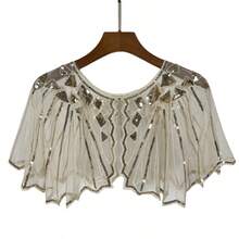 1 pezzo Elegante scialle vintage anni '20 con paillettes, mantella con bordo in pizzo ricamato, giacca corta formale con paillettes e perline, gilet stile casual, mantella luccicante da discoteca, accessorio da donna traspirante per feste e occasioni formali con apertura frontale - Multicolore - Visualizzare 19