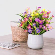 5pcs Outdoor Decorative Artificial Colorful Flowers, UV-Resistant Plastic Fake Plants Shrubs, Suitable For Home Indoor/Outdoor Garden, Balcony, Porch Potted Plants, Suitable For All Seasons - Multicolor - View 5