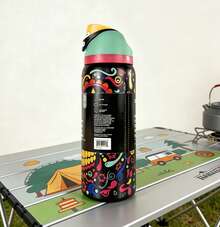 Owal'a32OZ/945ml Outdoor Sports Water Bottle, Double-Layer Vacuum Insulated Portable Drinking Cup, Travel Ice Coffee Cup, Summer Drinking Ware. It Has A Handle And A Straw, Which Is Very Suitable For Travel, Home Use, And Office Use. It Is Suitable For Small Sipping, Chilled Beverages And Hot Drinks In Summer. - Sugar Skull - 32oz - View 4