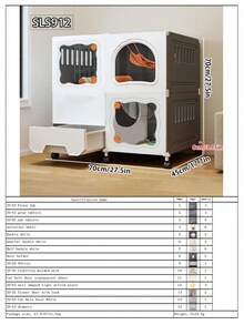 带猫砂盆的猫笼，一体式家用小型猫别墅，带厕所，宽敞自由 - 彩色 - 查看 16