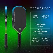 JOOLA 1pc 3S Handle Table Tennis Racket - Original Carbon Fiber Surface, Thin, Wide Body And Streamlined Curve Design - Premium Matte Texture Surface - Propulsion Core - 16mm Racket Face - UPA-A Certified - Dark Green - View 2