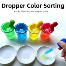 OBOVAY 1 Set - 4 Color Dropper And Cup Fine Motor Skills STEM Kit, Educational Color Sorting Sensory Game Set, Plastic Straws And Cups Suitable For Preschool Children Learning, Home Education Activities And Science Exploration, Perfect For Teachers And Parents, Back To School Season - Pigment Cup Series - View 4